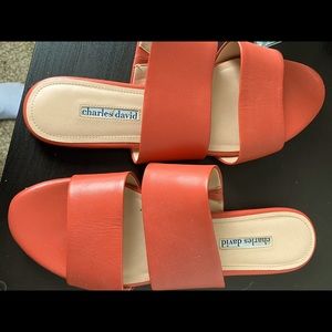 orange slip on sandals only worn a couple times